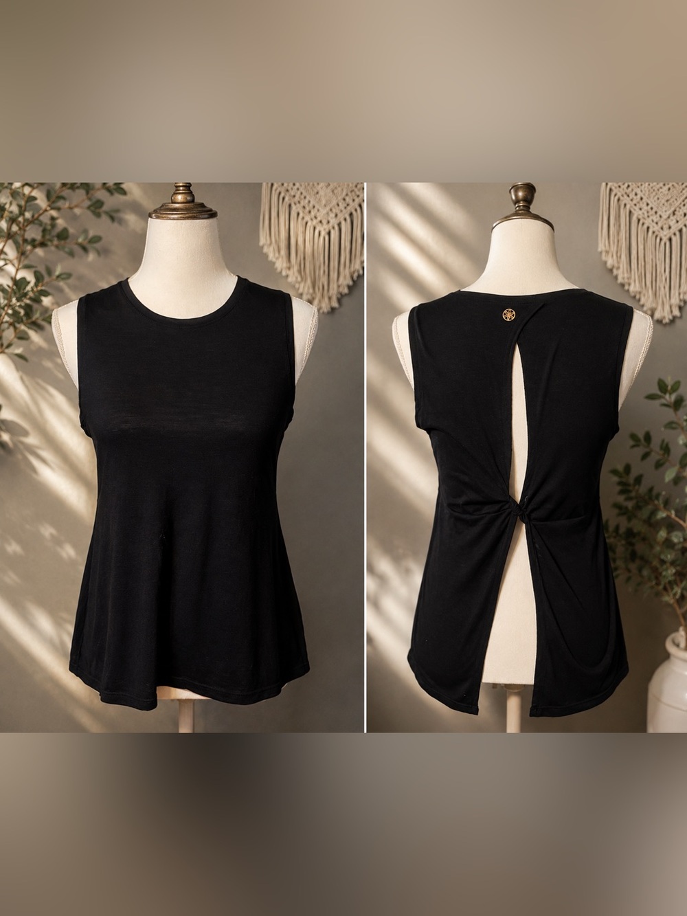 GAIAM Black Fitted Asymmetrical Tank Top